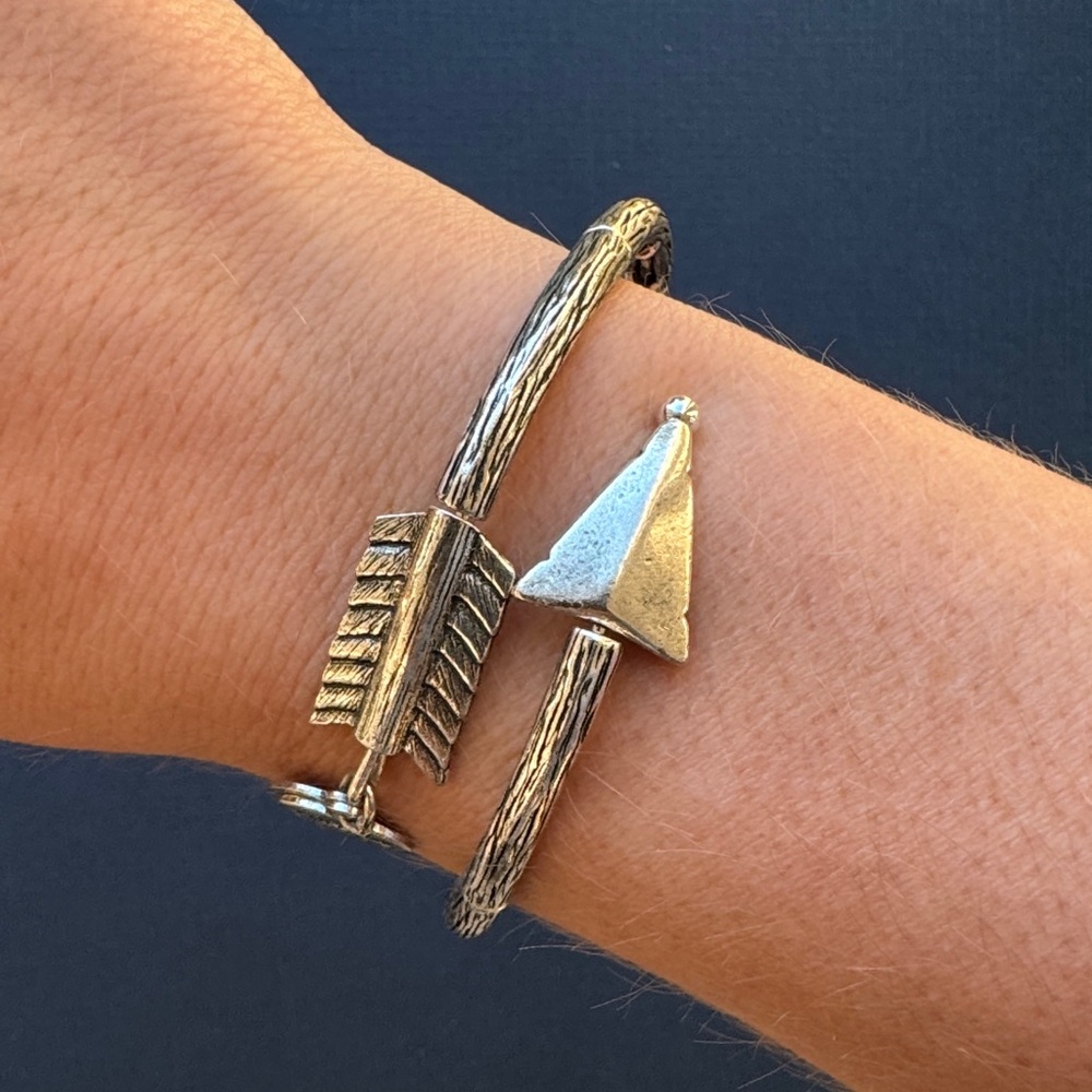Alex and Ani Vintage 66 Love Struck Arrow Wrap Rafaelian Silver Bracelet - Picture 2 of 5
